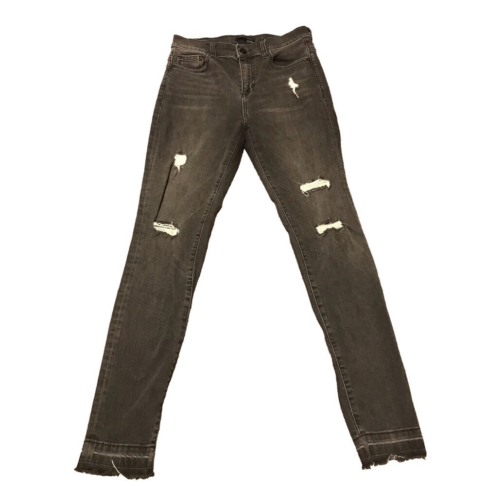 SP Black Label Black Skinny Jeans Womens 26 Distressed Stretch Cotton Raw Hem